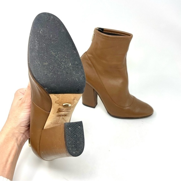 SERGIO Rossi Virginia Brown Stretch Leather Ankle Boots Size 37/7 - Picture 6 of 13